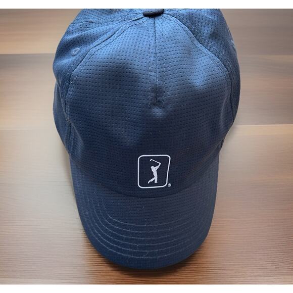 PGA TOUR Spell Out Logo Airflux Mesh Golf Cap Black Adjustable StrapBack Hat - Picture 6 of 8